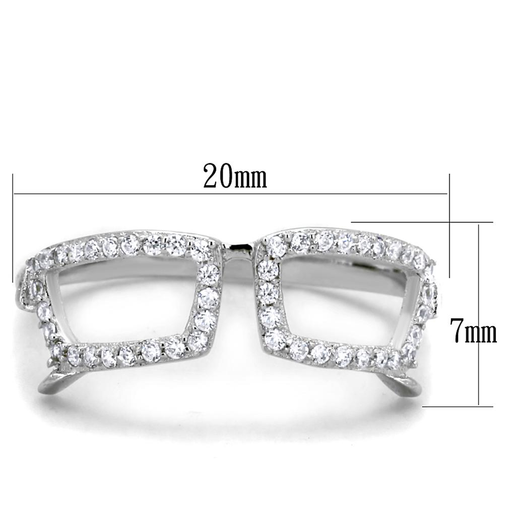 Rhodium 925 Sterling Silver Ring with AAA Grade CZ  in Clear