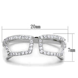 Rhodium 925 Sterling Silver Ring with AAA Grade CZ  in Clear
