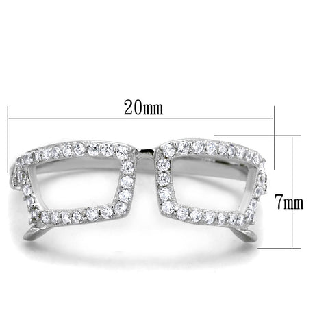 Rhodium 925 Sterling Silver Ring with AAA Grade CZ  in Clear