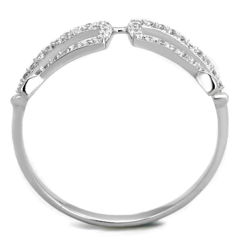 Rhodium 925 Sterling Silver Ring with AAA Grade CZ  in Clear
