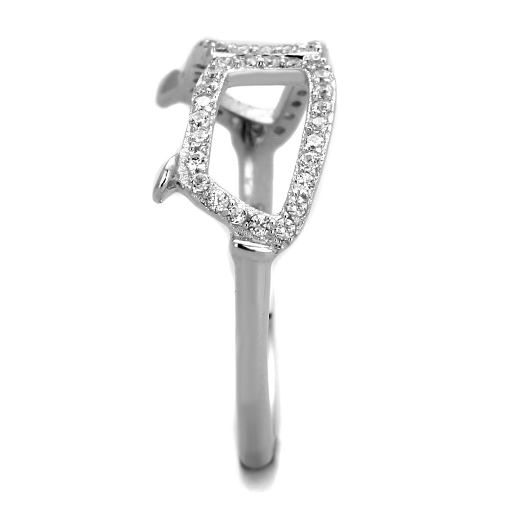 Rhodium 925 Sterling Silver Ring with AAA Grade CZ  in Clear