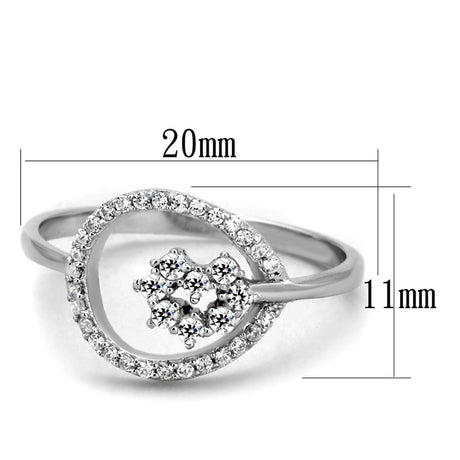 Rhodium 925 Sterling Silver Ring with AAA Grade CZ  in Clear