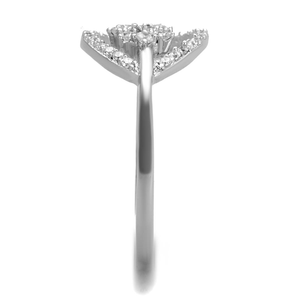 Rhodium 925 Sterling Silver Ring with AAA Grade CZ  in Clear