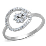 Rhodium 925 Sterling Silver Ring with AAA Grade CZ  in Clear