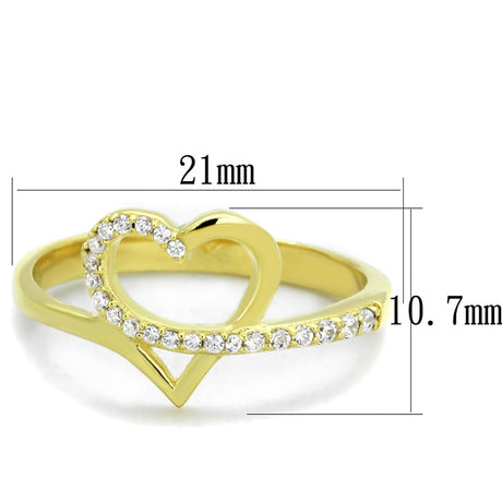 Gold 925 Sterling Silver Ring with AAA Grade CZ  in Clear