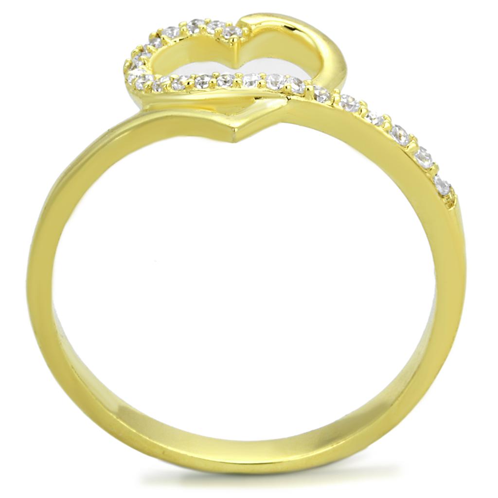 Gold 925 Sterling Silver Ring with AAA Grade CZ  in Clear