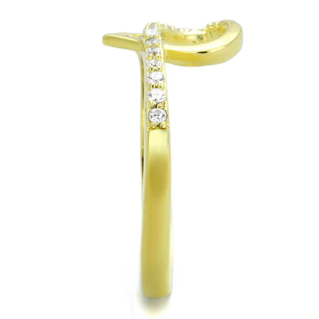 Gold 925 Sterling Silver Ring with AAA Grade CZ  in Clear
