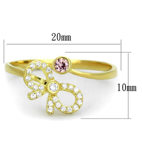 Gold 925 Sterling Silver Ring with AAA Grade CZ  in Rose