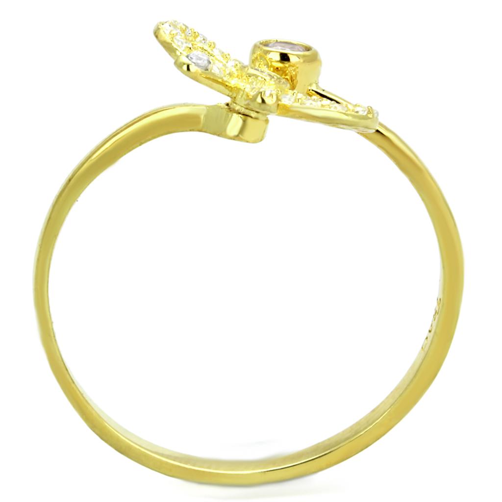 Gold 925 Sterling Silver Ring with AAA Grade CZ  in Rose