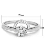 Rhodium 925 Sterling Silver Ring with AAA Grade CZ  in Clear