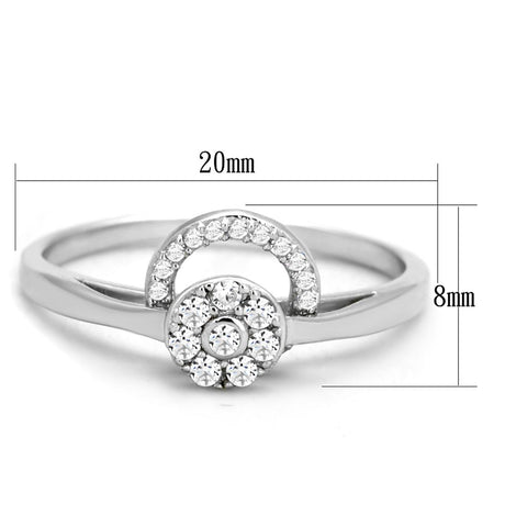 Rhodium 925 Sterling Silver Ring with AAA Grade CZ  in Clear