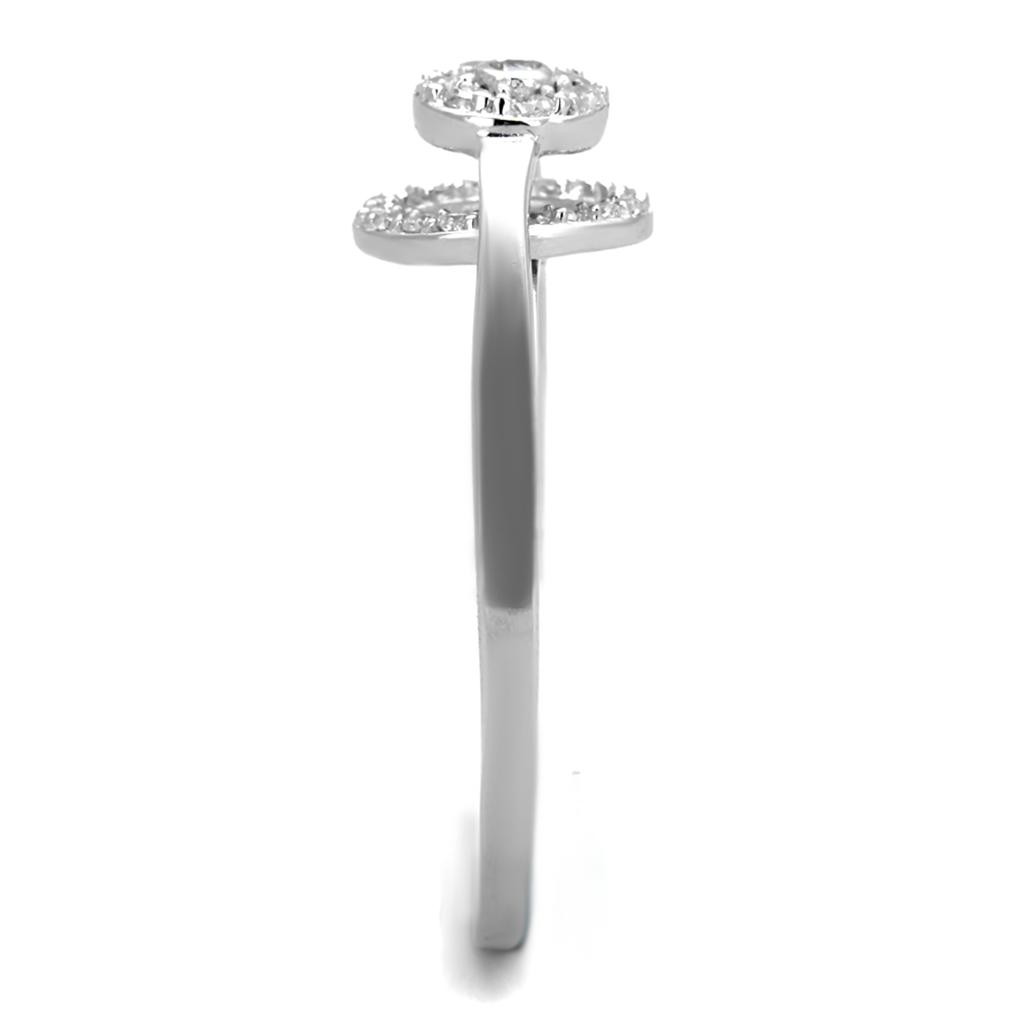 Rhodium 925 Sterling Silver Ring with AAA Grade CZ  in Clear