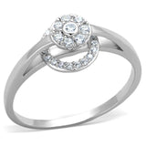 Rhodium 925 Sterling Silver Ring with AAA Grade CZ  in Clear
