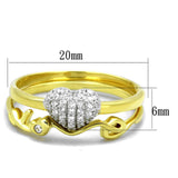 Gold+Rhodium 925 Sterling Silver Ring with AAA Grade CZ  in Clear