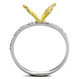 Reverse Two-Tone 925 Sterling Silver Ring with AAA Grade CZ  in Clear