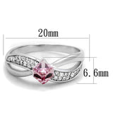 Rhodium 925 Sterling Silver Ring with Top Grade Crystal  in Light Rose