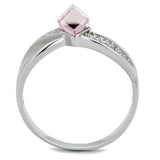 Rhodium 925 Sterling Silver Ring with Top Grade Crystal  in Light Rose