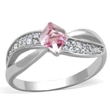 Rhodium 925 Sterling Silver Ring with Top Grade Crystal  in Light Rose