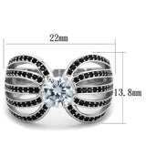 Rhodium 925 Sterling Silver Ring with AAA Grade CZ  in Clear
