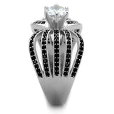 Rhodium 925 Sterling Silver Ring with AAA Grade CZ  in Clear