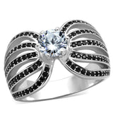 Rhodium 925 Sterling Silver Ring with AAA Grade CZ  in Clear