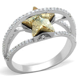 Rhodium 925 Sterling Silver Ring with Top Grade Crystal  in Citrine Yellow