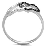 Rhodium + Ruthenium 925 Sterling Silver Ring with AAA Grade CZ  in Black Diamond