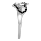 Rhodium + Ruthenium 925 Sterling Silver Ring with AAA Grade CZ  in Black Diamond
