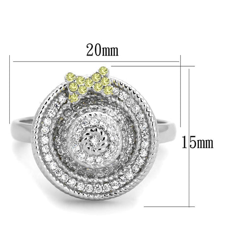 Reverse Two-Tone 925 Sterling Silver Ring with AAA Grade CZ  in Topaz