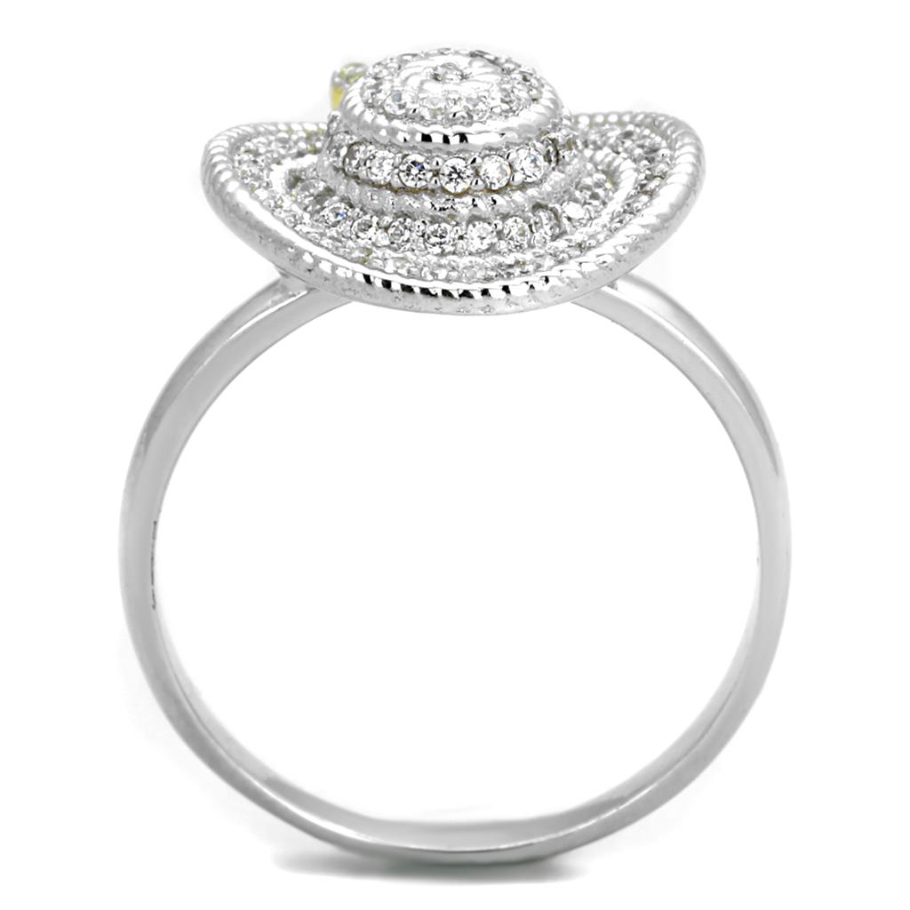 Reverse Two-Tone 925 Sterling Silver Ring with AAA Grade CZ  in Topaz