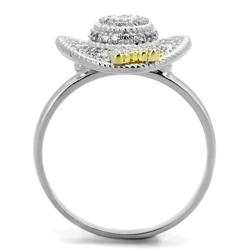 Reverse Two-Tone 925 Sterling Silver Ring with AAA Grade CZ  in Topaz