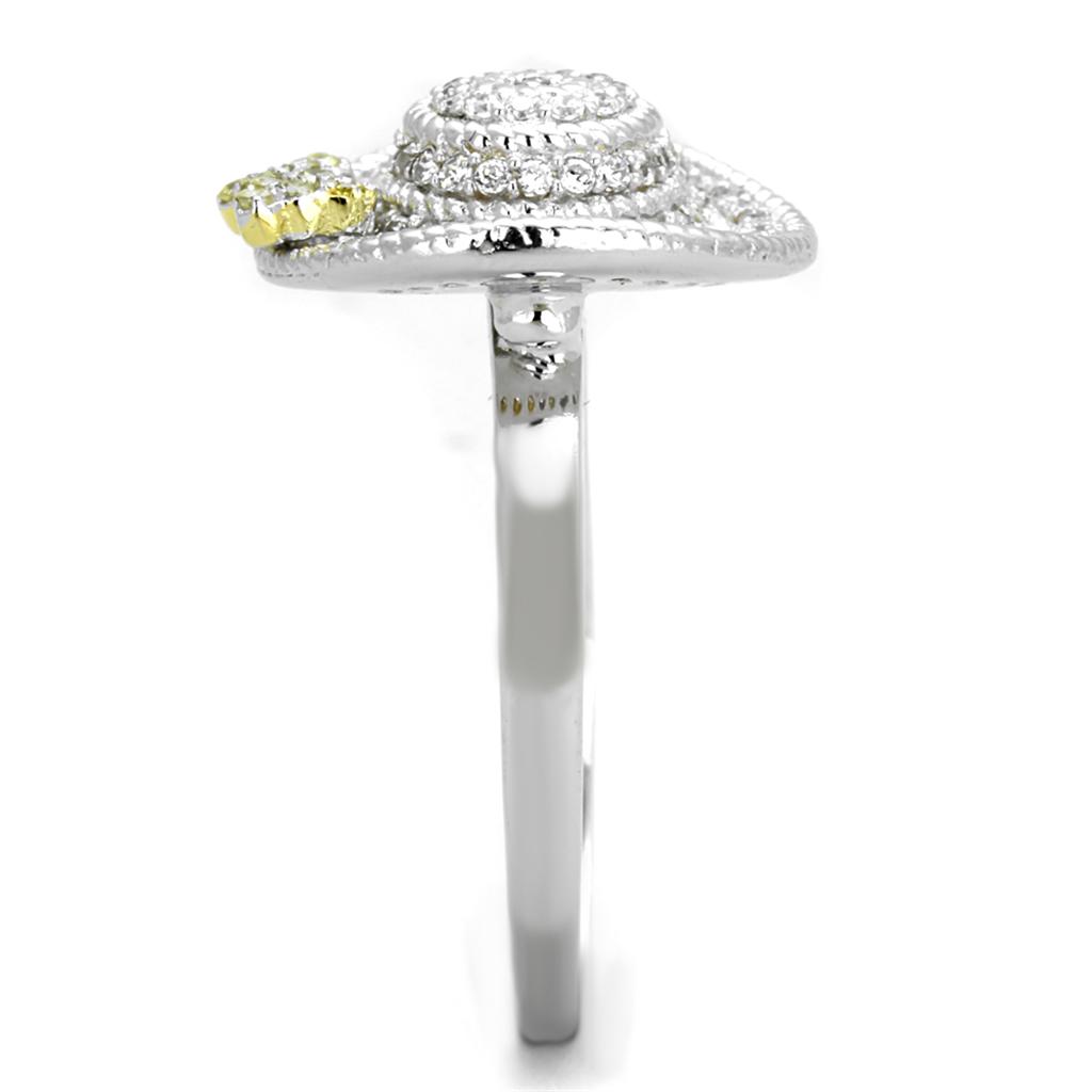 Reverse Two-Tone 925 Sterling Silver Ring with AAA Grade CZ  in Topaz