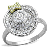 Reverse Two-Tone 925 Sterling Silver Ring with AAA Grade CZ  in Topaz