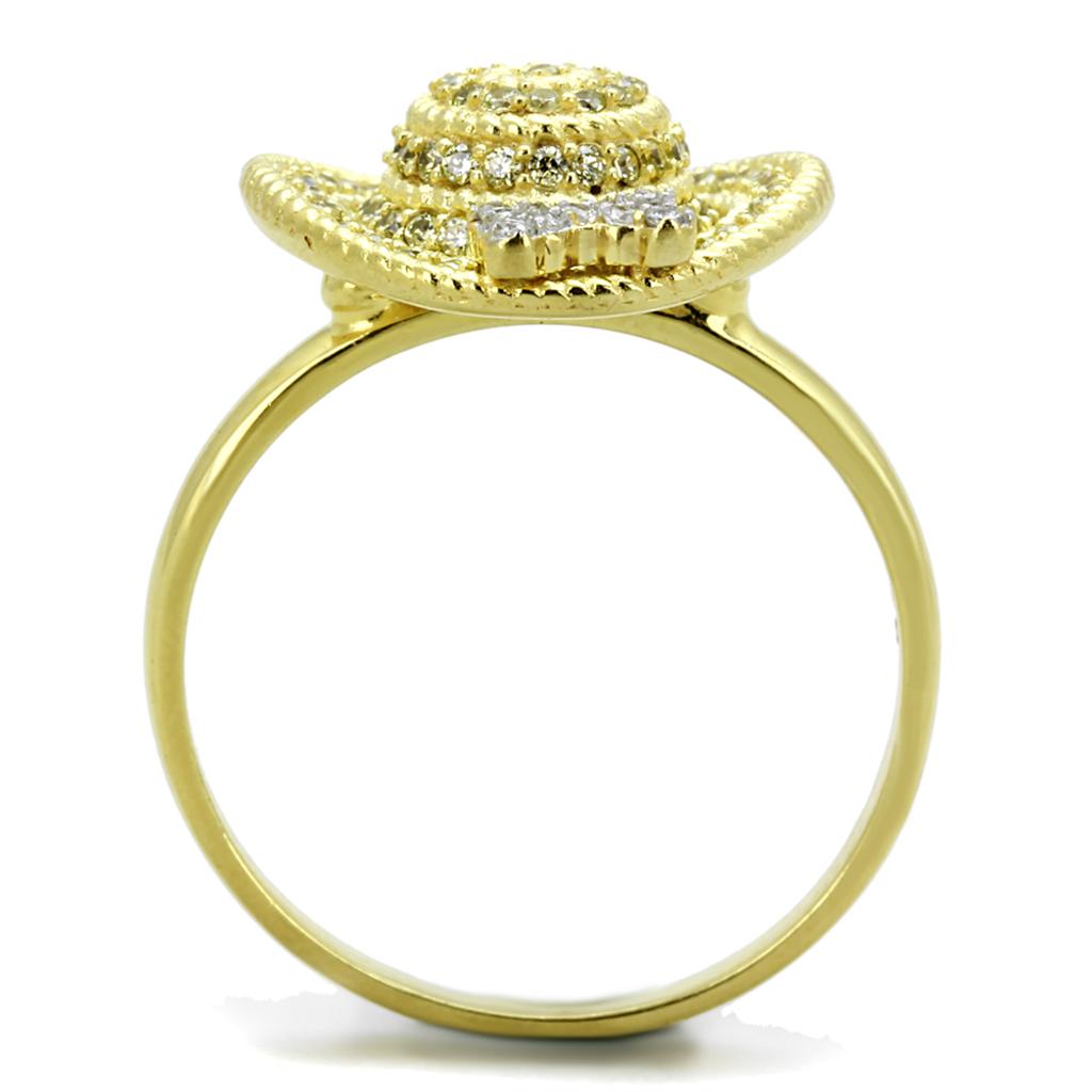 Gold+Rhodium 925 Sterling Silver Ring with AAA Grade CZ  in Topaz