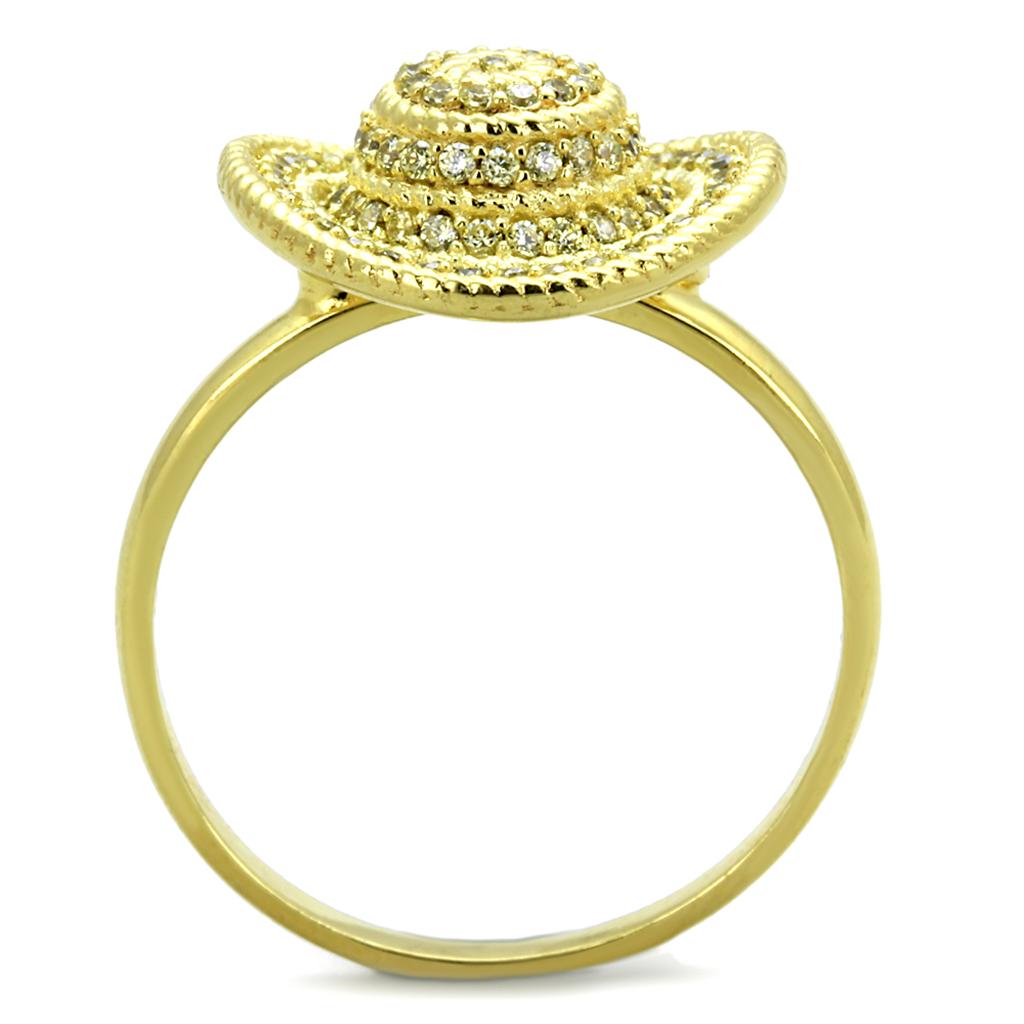 Gold+Rhodium 925 Sterling Silver Ring with AAA Grade CZ  in Topaz