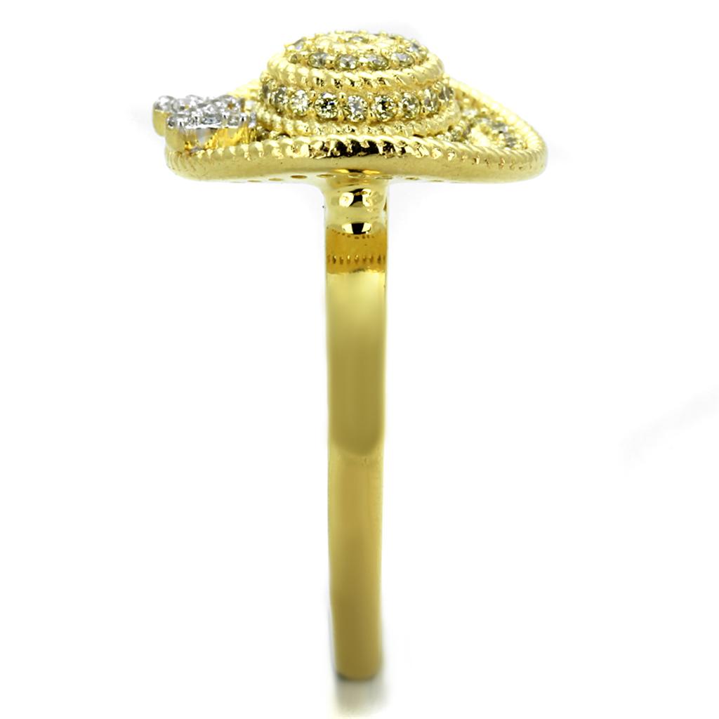 Gold+Rhodium 925 Sterling Silver Ring with AAA Grade CZ  in Topaz