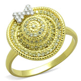 Gold+Rhodium 925 Sterling Silver Ring with AAA Grade CZ  in Topaz