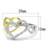Gold+Rhodium 925 Sterling Silver Ring with AAA Grade CZ  in Clear