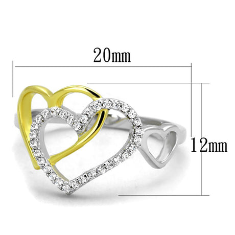 Gold+Rhodium 925 Sterling Silver Ring with AAA Grade CZ  in Clear
