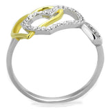 Gold+Rhodium 925 Sterling Silver Ring with AAA Grade CZ  in Clear