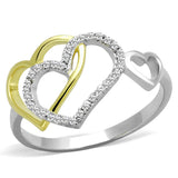 Gold+Rhodium 925 Sterling Silver Ring with AAA Grade CZ  in Clear