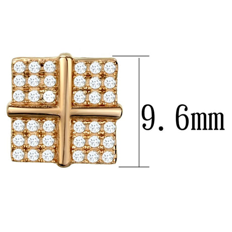 Rose Gold 925 Sterling Silver Earrings with AAA Grade CZ  in Clear