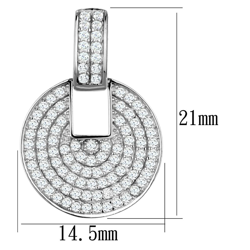 Rhodium 925 Sterling Silver Earrings with AAA Grade CZ  in Clear