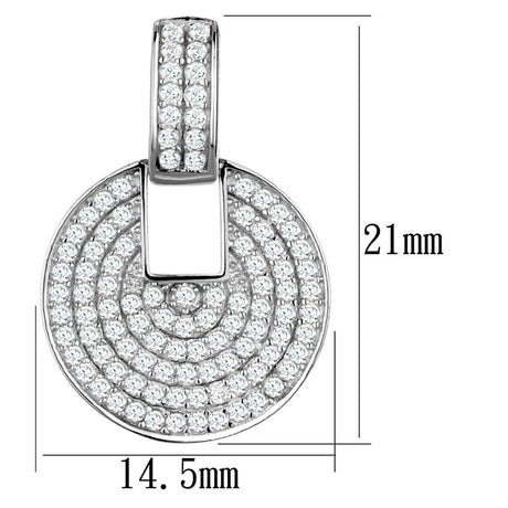 Rhodium 925 Sterling Silver Earrings with AAA Grade CZ  in Clear