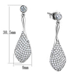Rhodium 925 Sterling Silver Earrings with AAA Grade CZ  in Clear