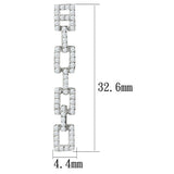 Rhodium 925 Sterling Silver Earrings with AAA Grade CZ  in Clear