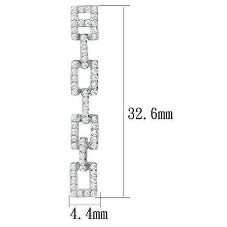 Rhodium 925 Sterling Silver Earrings with AAA Grade CZ  in Clear