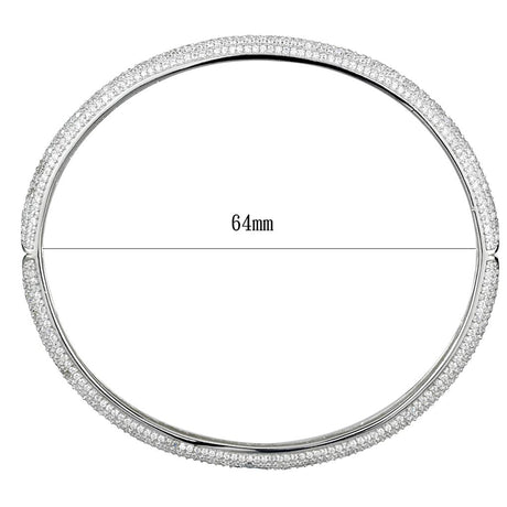 Rhodium 925 Sterling Silver Bangle with AAA Grade CZ  in Clear