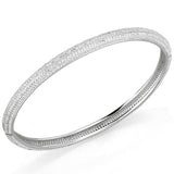 Rhodium 925 Sterling Silver Bangle with AAA Grade CZ  in Clear