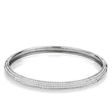Rhodium 925 Sterling Silver Bangle with AAA Grade CZ  in Clear